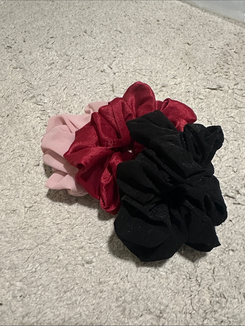 Set of 3 Jumbo Scrunchies - Pink, Wine, Black